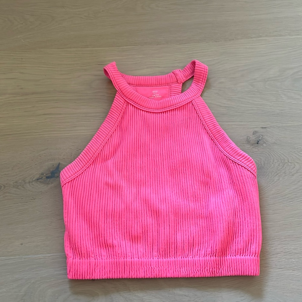 AERIE neon pink cropped tank